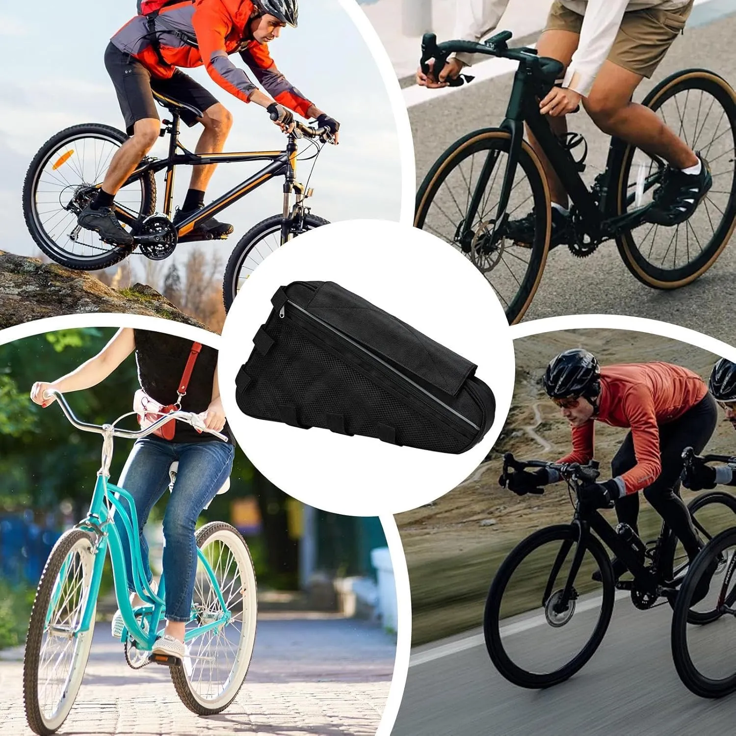 Waterproof Bike Frame Bag - Frame Bag | Waterproof Nylon Storage Bag for Bicycles | Versatile Lightweight Storage Package for Tools