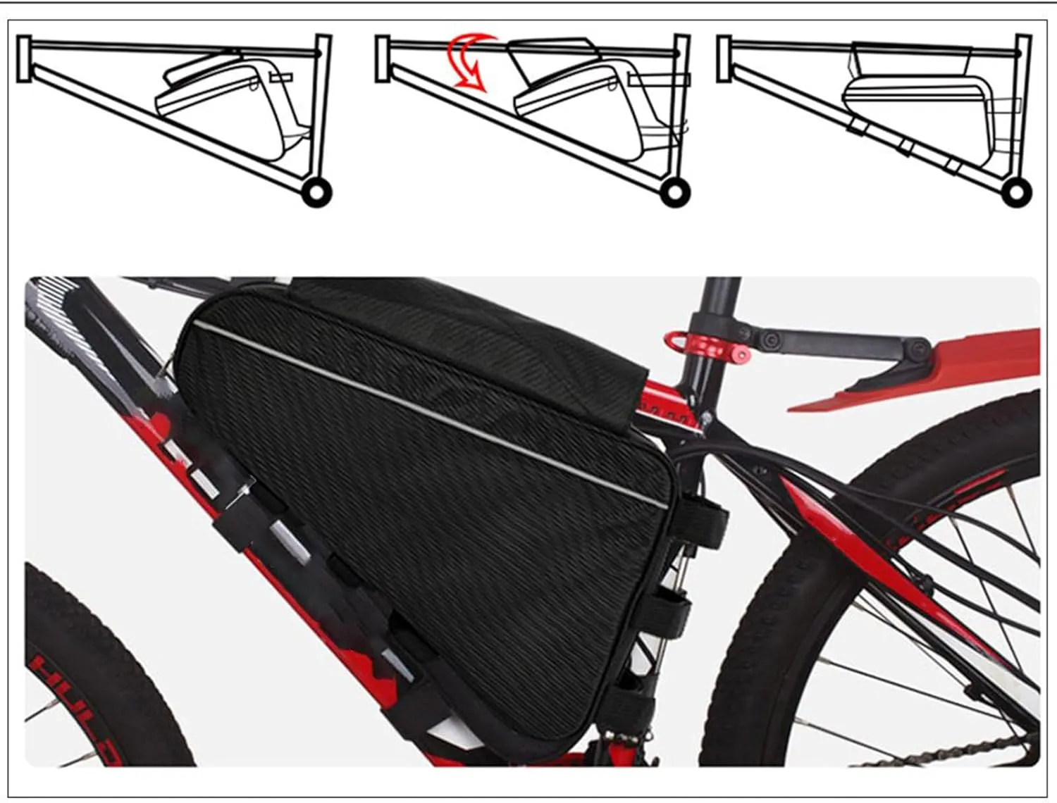 Waterproof Bike Frame Bag - Frame Bag | Waterproof Nylon Storage Bag for Bicycles | Versatile Lightweight Storage Package for Tools
