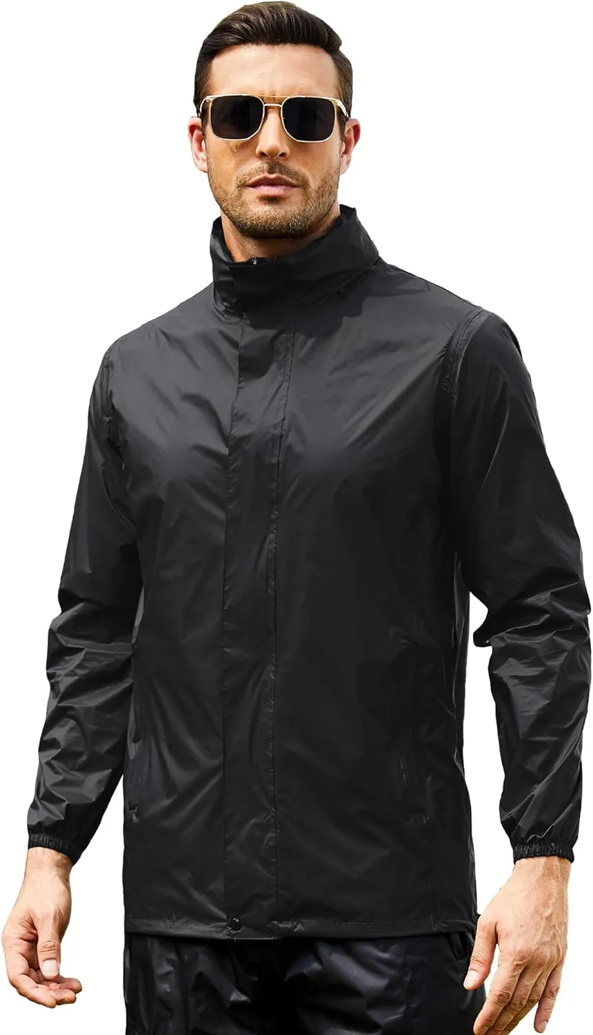 Waterproof Rain Jacket for Men, Lightweight Rain Gear, Packaged Golf Raincoat with Hood, Suitable for Travel, Fishing