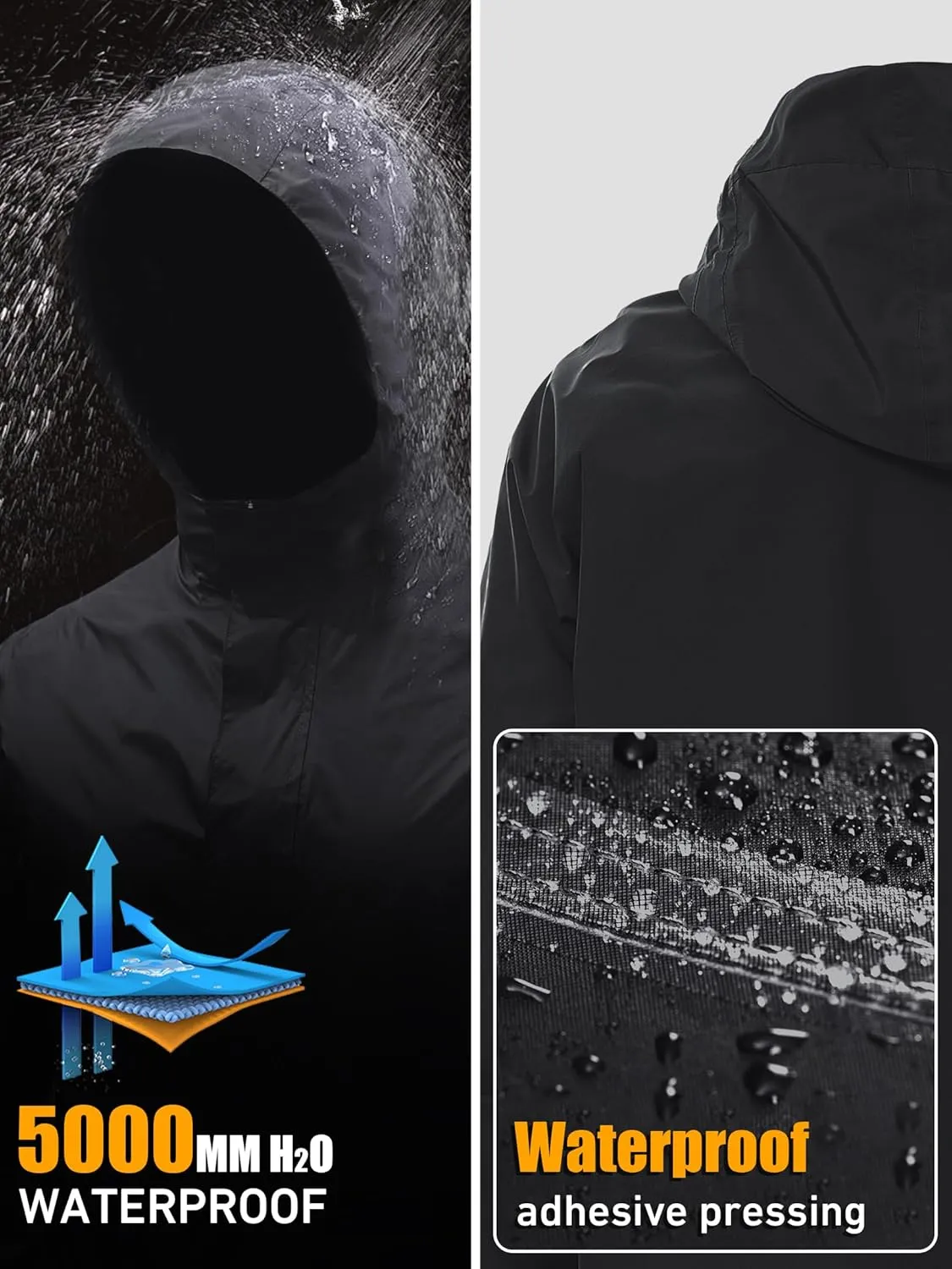 Waterproof Rain Jacket for Men, Lightweight Rain Gear, Packaged Golf Raincoat with Hood, Suitable for Travel, Fishing