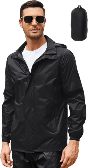 Waterproof Rain Jacket for Men, Lightweight Rain Gear, Packaged Golf Raincoat with Hood, Suitable for Travel, Fishing