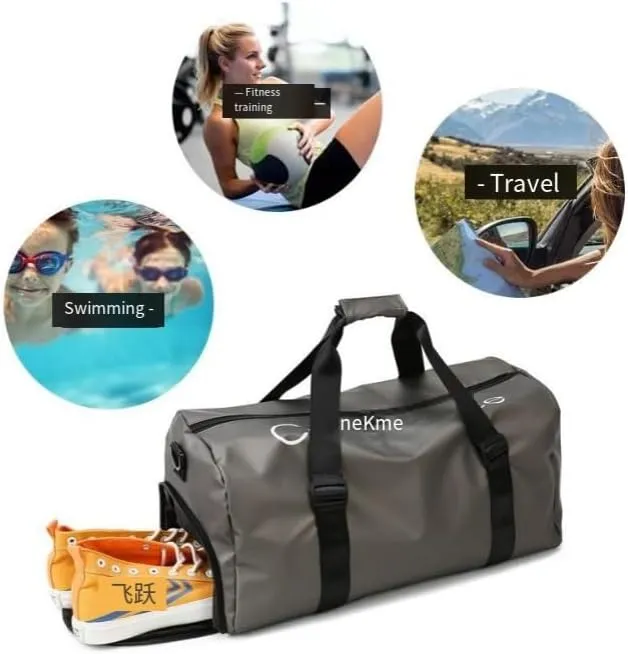 Waterproof Sports Duffel Bag, Large Capacity Gym Travel Bag with Adjustable Shoulder Strap, Multiple colors are available (Champagne Color)