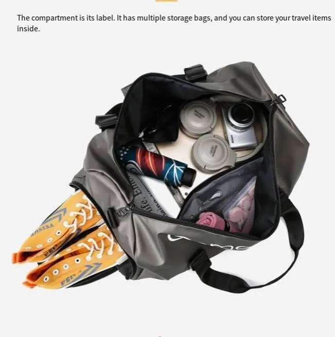 Waterproof Sports Duffel Bag, Large Capacity Gym Travel Bag with Adjustable Shoulder Strap, Multiple colors are available (Champagne Color)