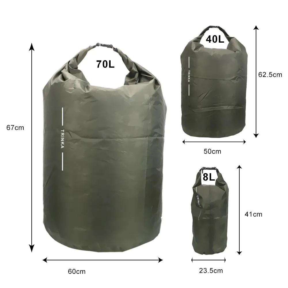 Waterproof Storage Bags for Outdoor Adventures – 8L, 40L, 70L Dry Sack Pouches for Boating, Kayaking, Canoeing, and Travel