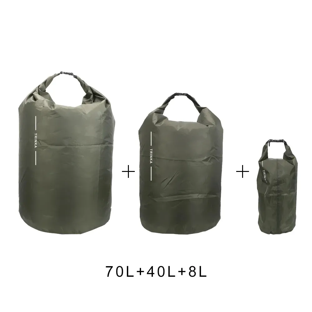 Waterproof Storage Bags for Outdoor Adventures – 8L, 40L, 70L Dry Sack Pouches for Boating, Kayaking, Canoeing, and Travel