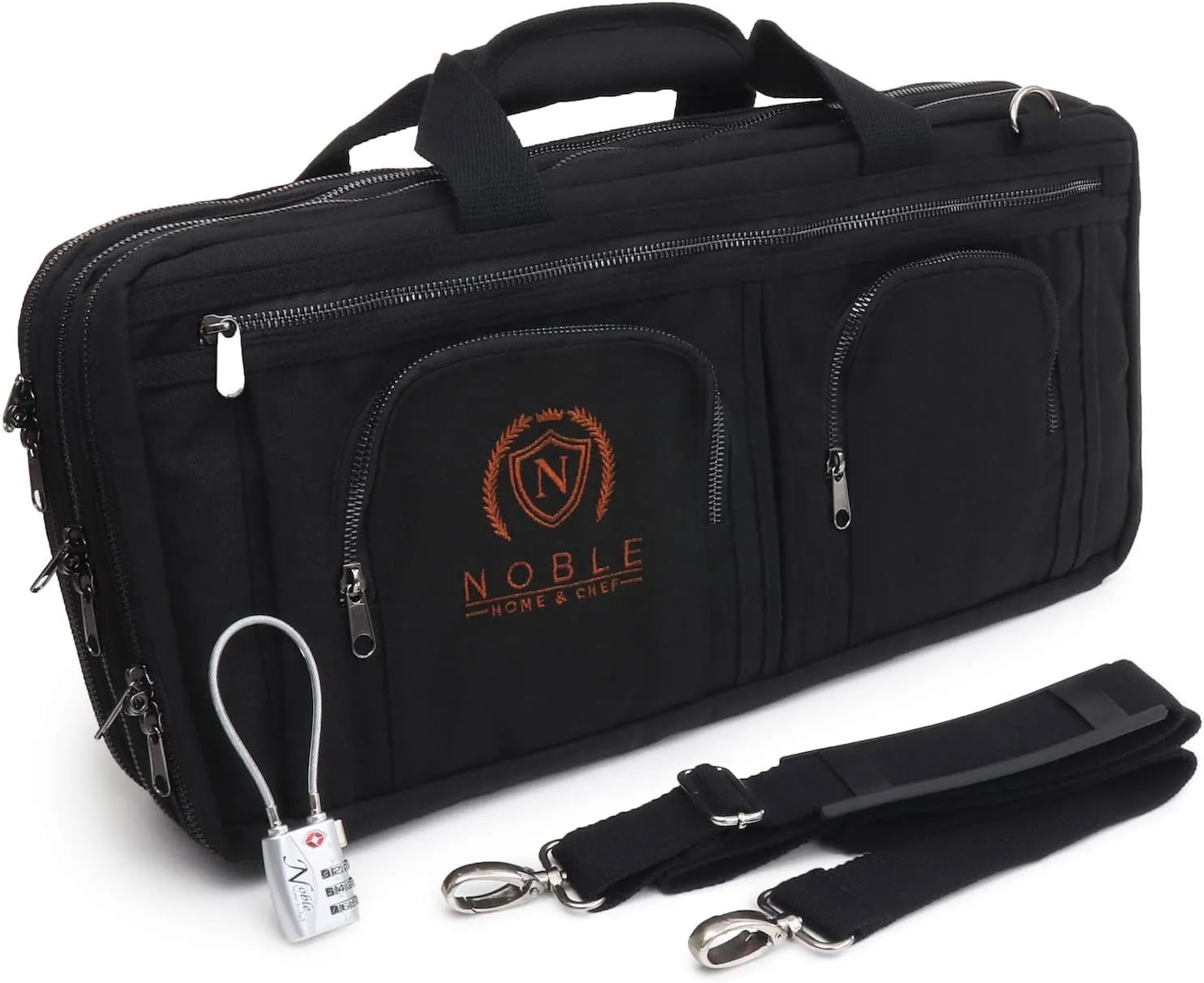 Waxed Canvas Chef Knife Bag Holds 19 Knives Plus Knife Steel Meat Cleaver and Large Storage Compartments! Our Most Durable Professional Line Knife Carrier Includes Custom Padlock! (Bag Only)