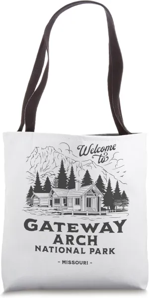 Welcome to Gateway Arch National Park Missouri Hiking Tote Bag