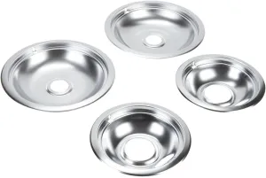 Whirlpool W10278125 Round Electric Range Burner Drip Bowls, Finish, Chrome