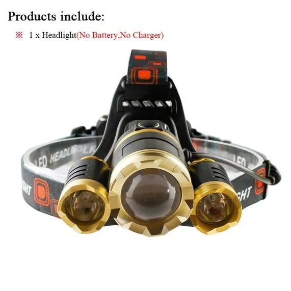 White light yellow hoofdlamp 3T6 CREE XML T6 headlamp led headlight rechargeable lights 18650 battery head flashlight head torch