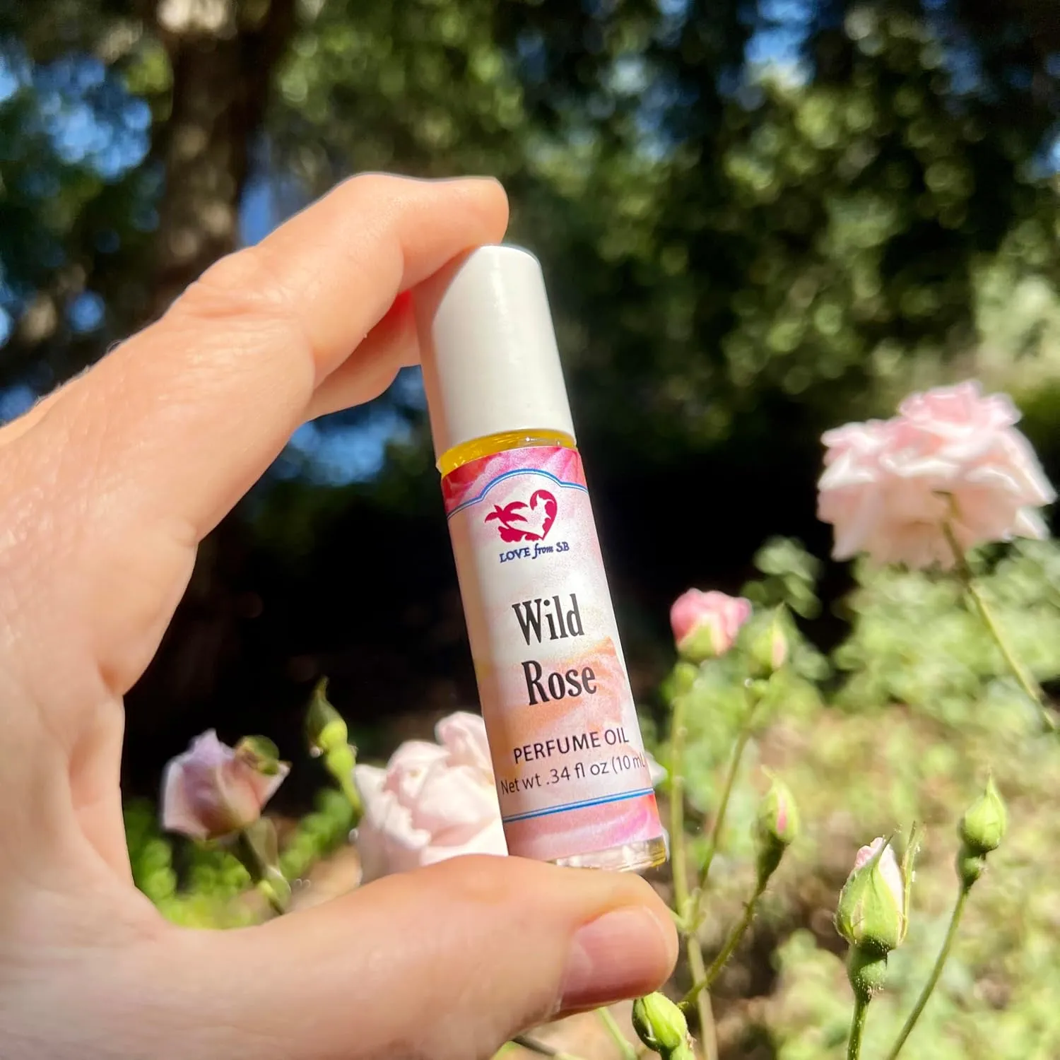 Wild Rose Perfume Oil | .03 oz/10 ml Roll On Bottle with Organic Jojoba Oil | Made in Santa Barbara, California (Wild Rose)