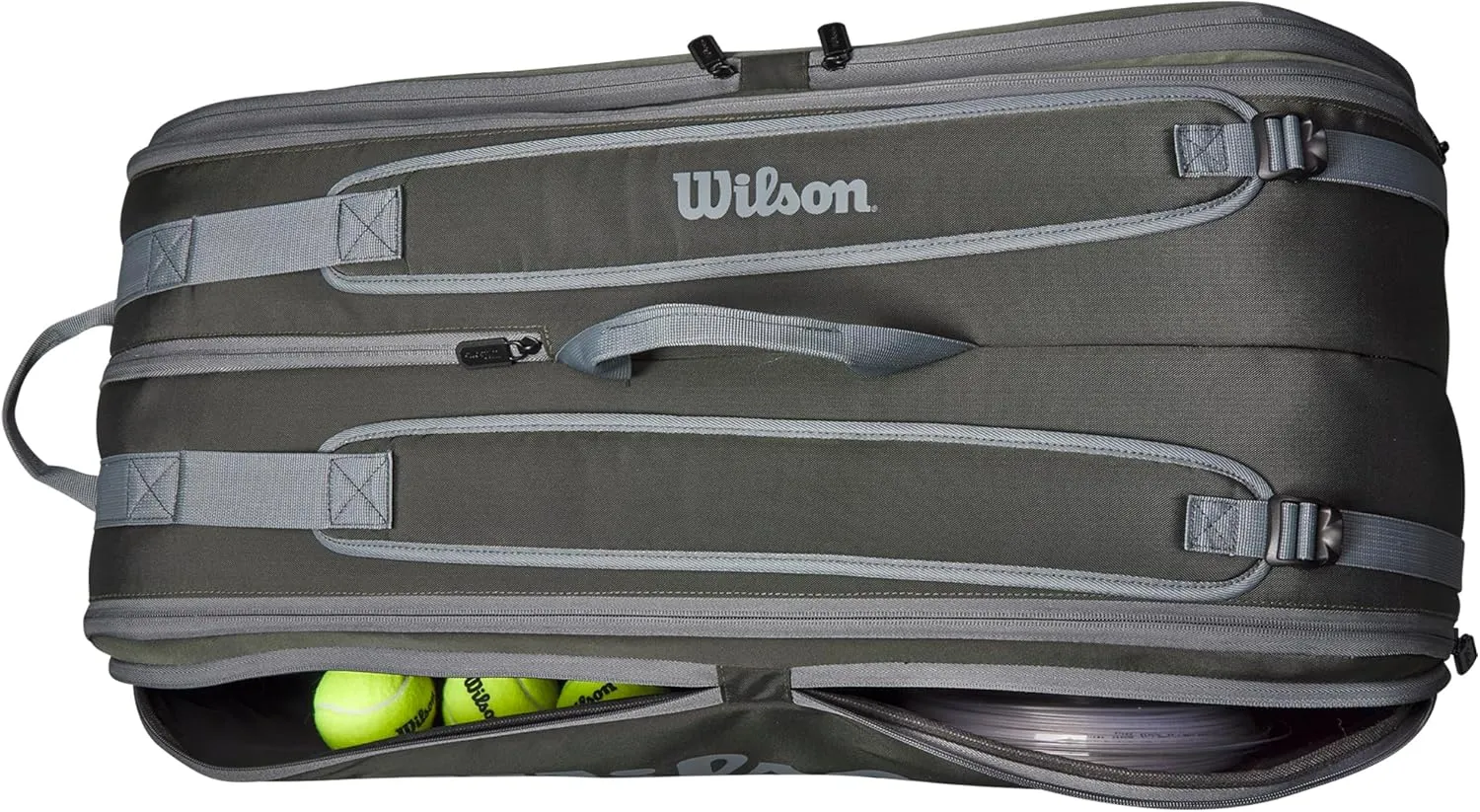 WILSON Tour Tennis Racket Bag - Dark Green and Stone Grey