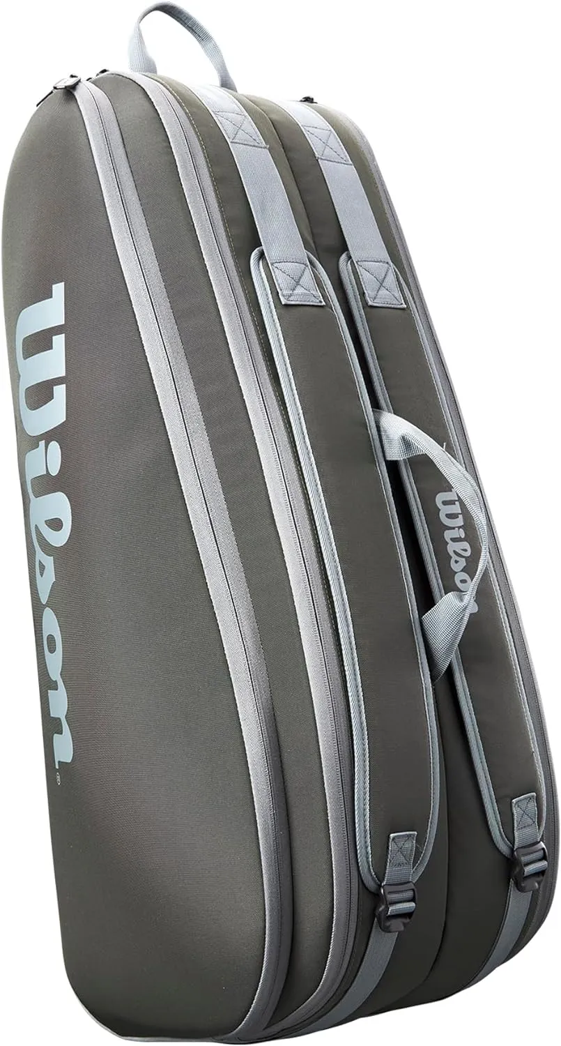 WILSON Tour Tennis Racket Bag - Dark Green and Stone Grey