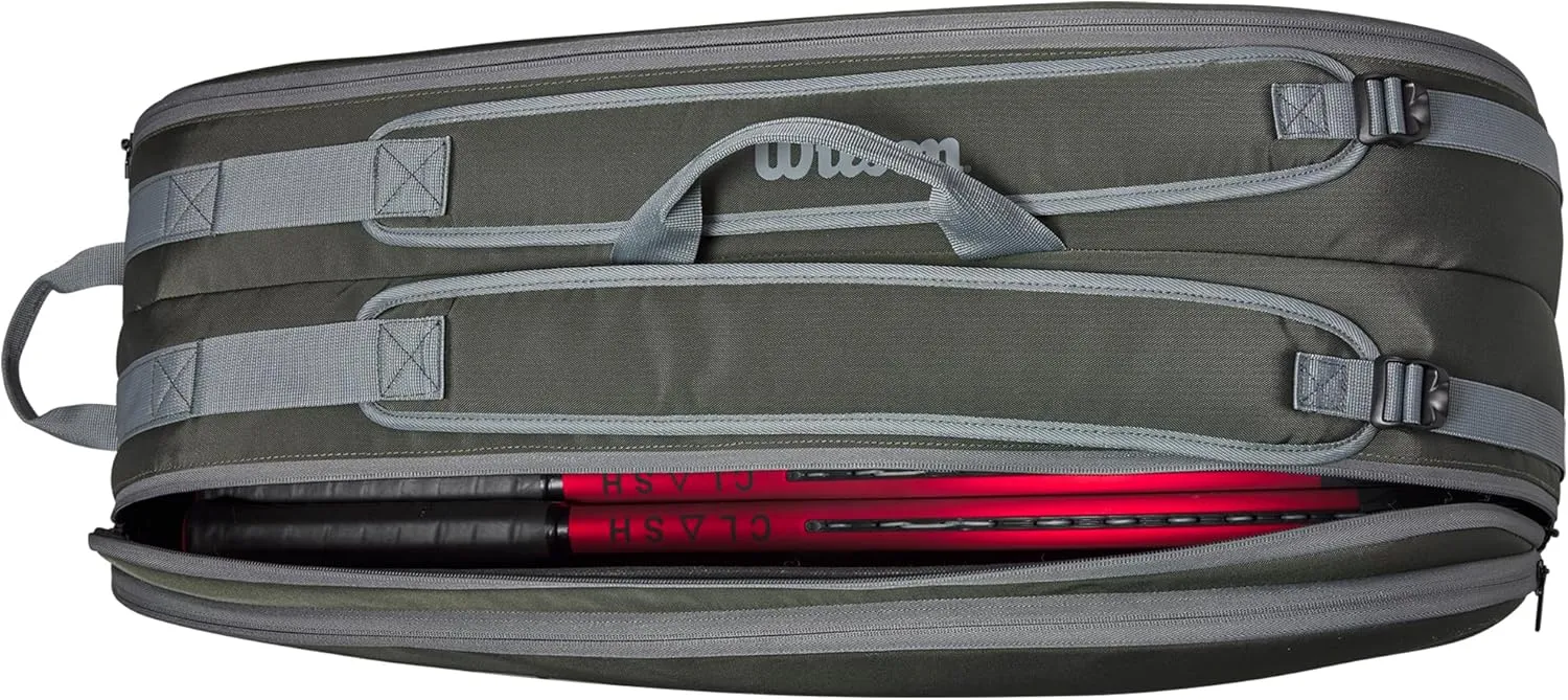WILSON Tour Tennis Racket Bag - Dark Green and Stone Grey