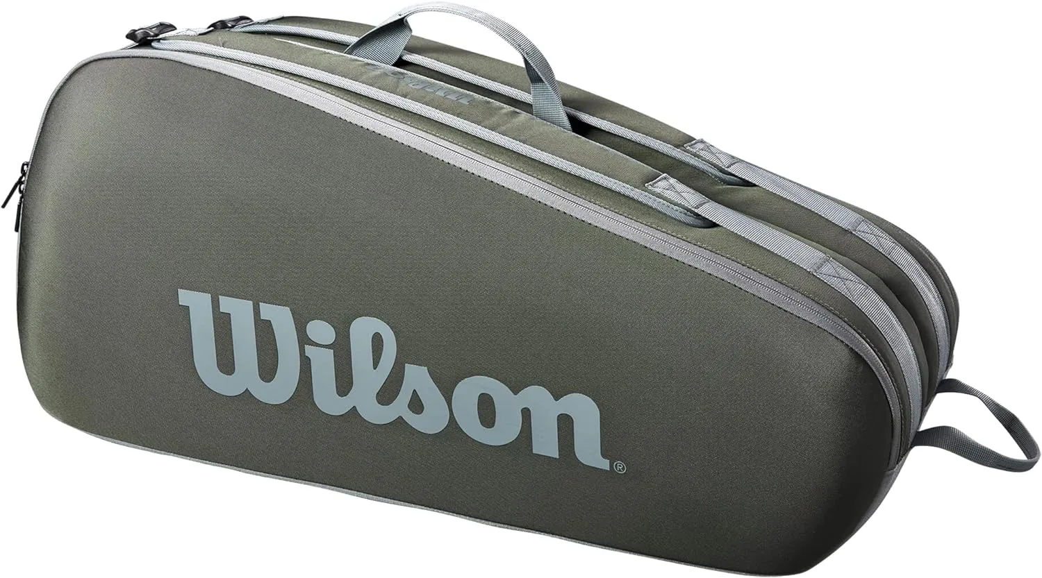 WILSON Tour Tennis Racket Bag - Dark Green and Stone Grey