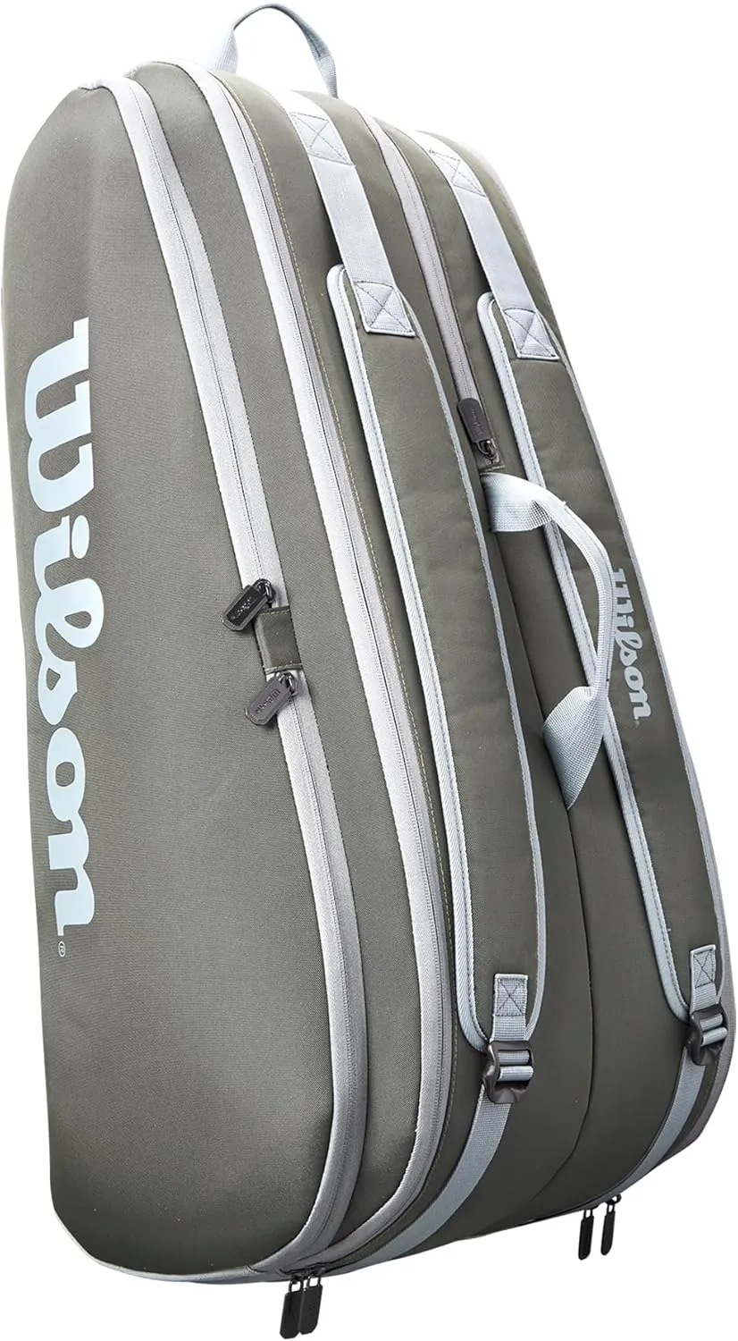 WILSON Tour Tennis Racket Bag - Dark Green and Stone Grey