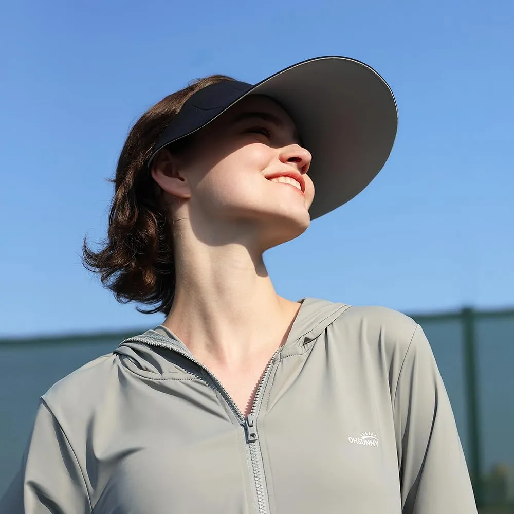 Women Wide Brim Sun Visor Hat Foldable UPF 50  Roll Up Packable Beach Cap Double Sided Wear UPF50 