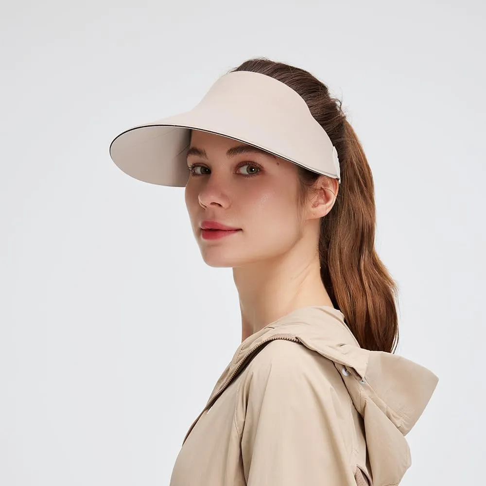 Women Wide Brim Sun Visor Hat Foldable UPF 50  Roll Up Packable Beach Cap Double Sided Wear UPF50 
