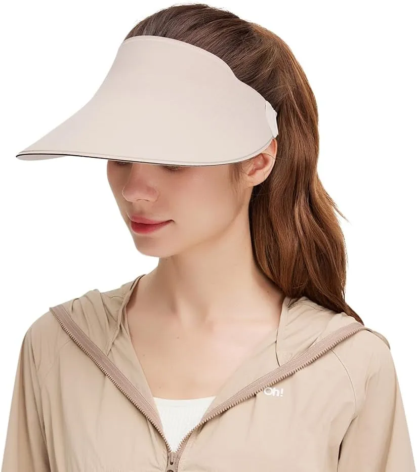 Women Wide Brim Sun Visor Hat Foldable UPF 50  Roll Up Packable Beach Cap Double Sided Wear UPF50 