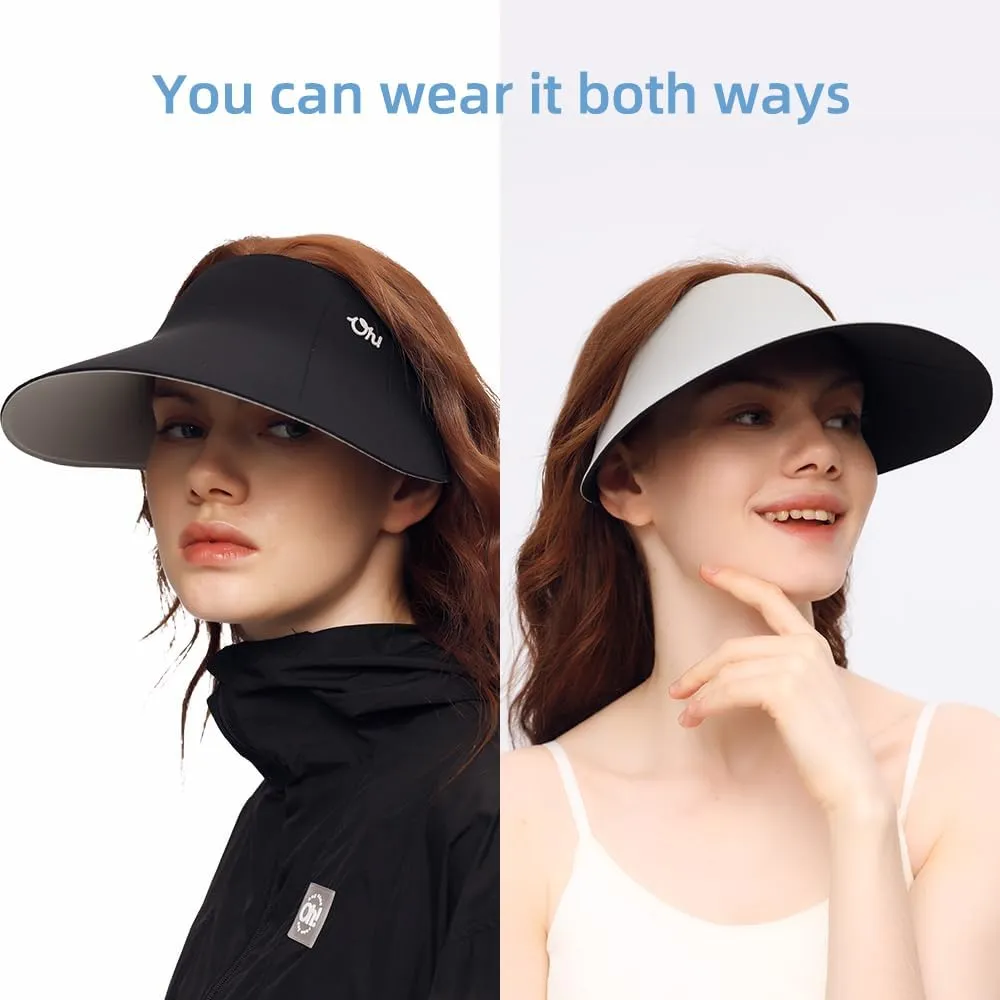 Women Wide Brim Sun Visor Hat Foldable UPF 50  Roll Up Packable Beach Cap Double Sided Wear UPF50 