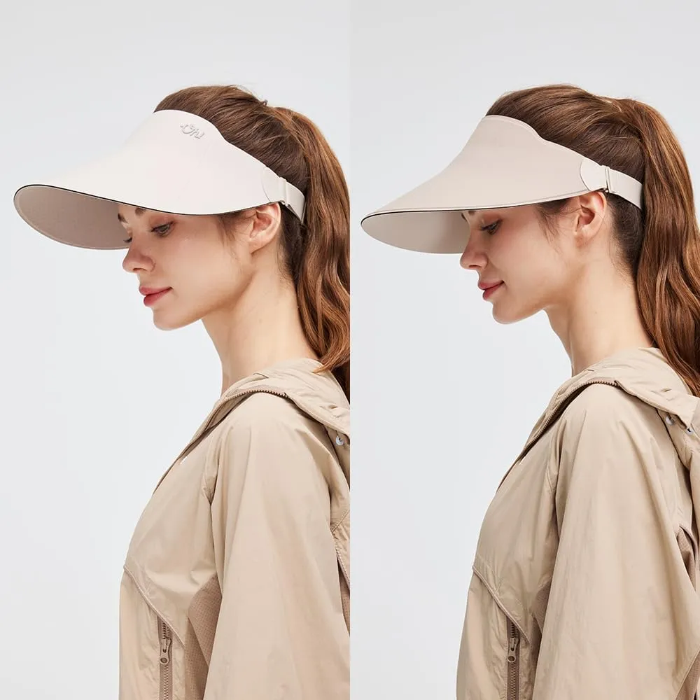 Women Wide Brim Sun Visor Hat Foldable UPF 50  Roll Up Packable Beach Cap Double Sided Wear UPF50 