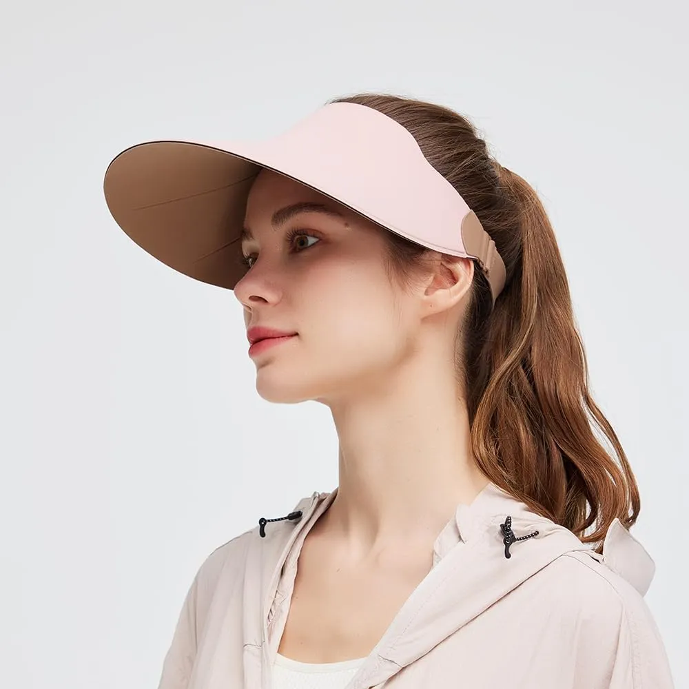 Women Wide Brim Sun Visor Hat Foldable UPF 50  Roll Up Packable Beach Cap Double Sided Wear UPF50 