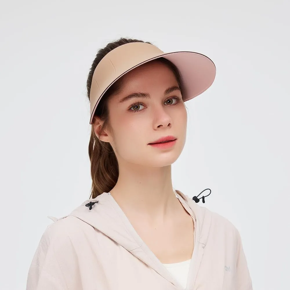 Women Wide Brim Sun Visor Hat Foldable UPF 50  Roll Up Packable Beach Cap Double Sided Wear UPF50 