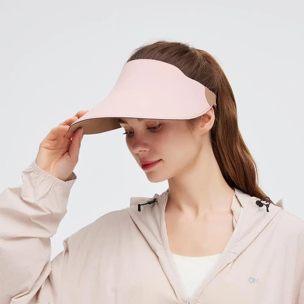Women Wide Brim Sun Visor Hat Foldable UPF 50  Roll Up Packable Beach Cap Double Sided Wear UPF50 