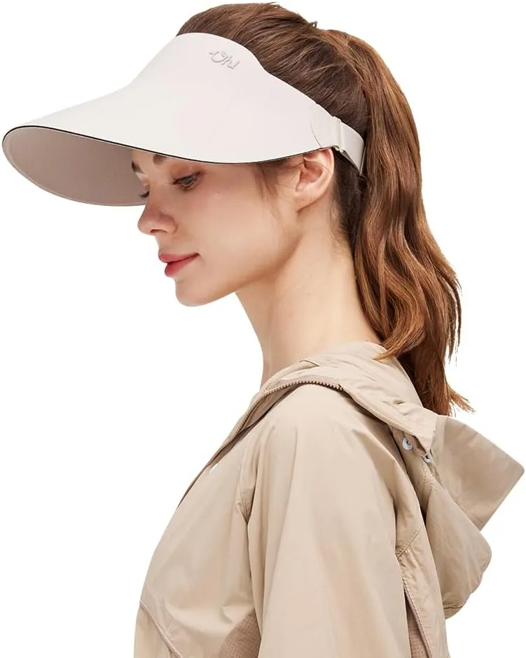 Women Wide Brim Sun Visor Hat Foldable UPF 50  Roll Up Packable Beach Cap Double Sided Wear UPF50 