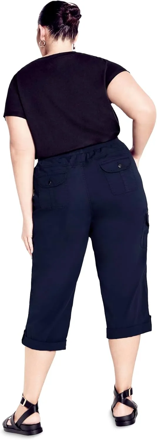 Women's Plus Size Cotton Roll Up Capri