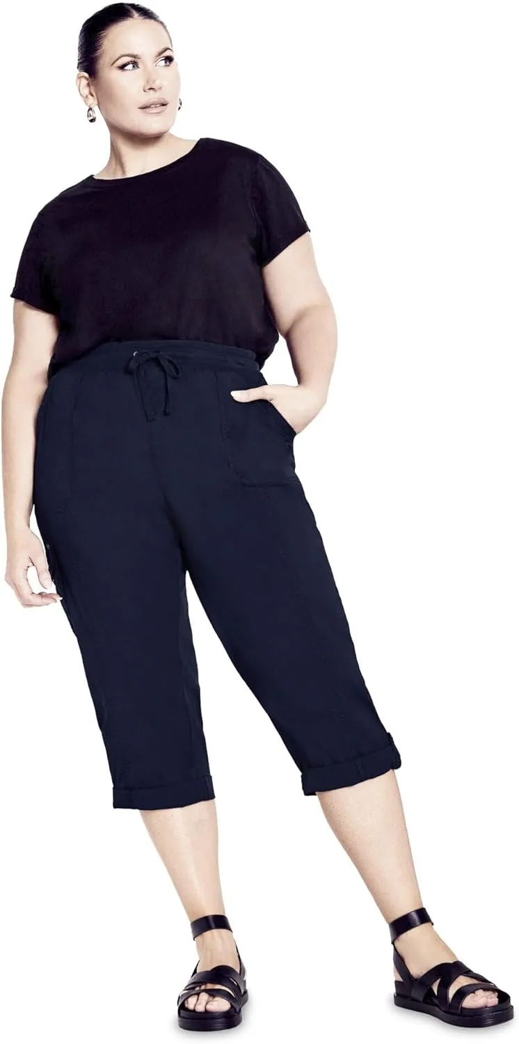 Women's Plus Size Cotton Roll Up Capri