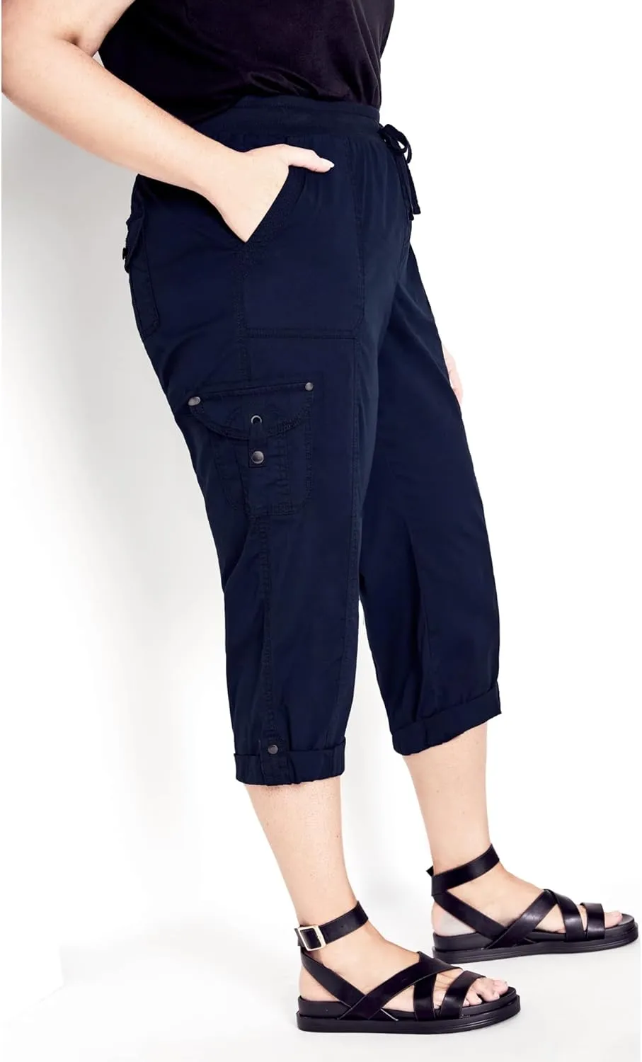 Women's Plus Size Cotton Roll Up Capri