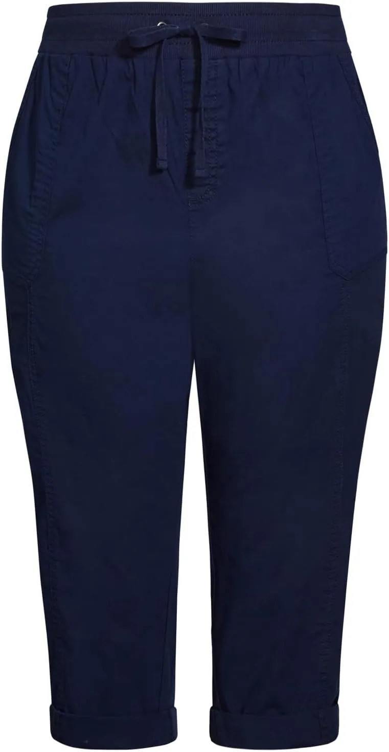 Women's Plus Size Cotton Roll Up Capri