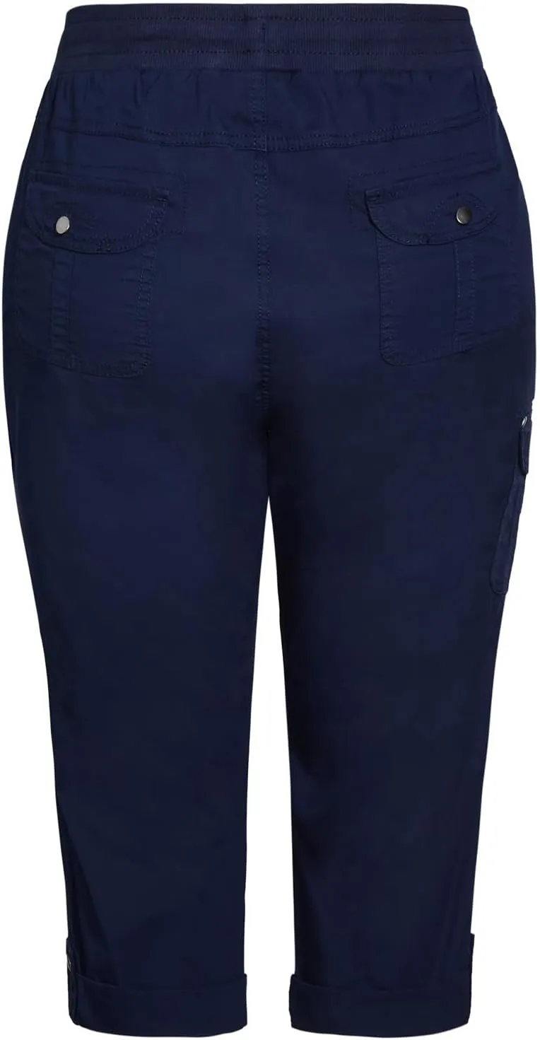 Women's Plus Size Cotton Roll Up Capri