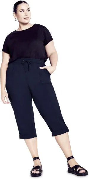 Women's Plus Size Cotton Roll Up Capri