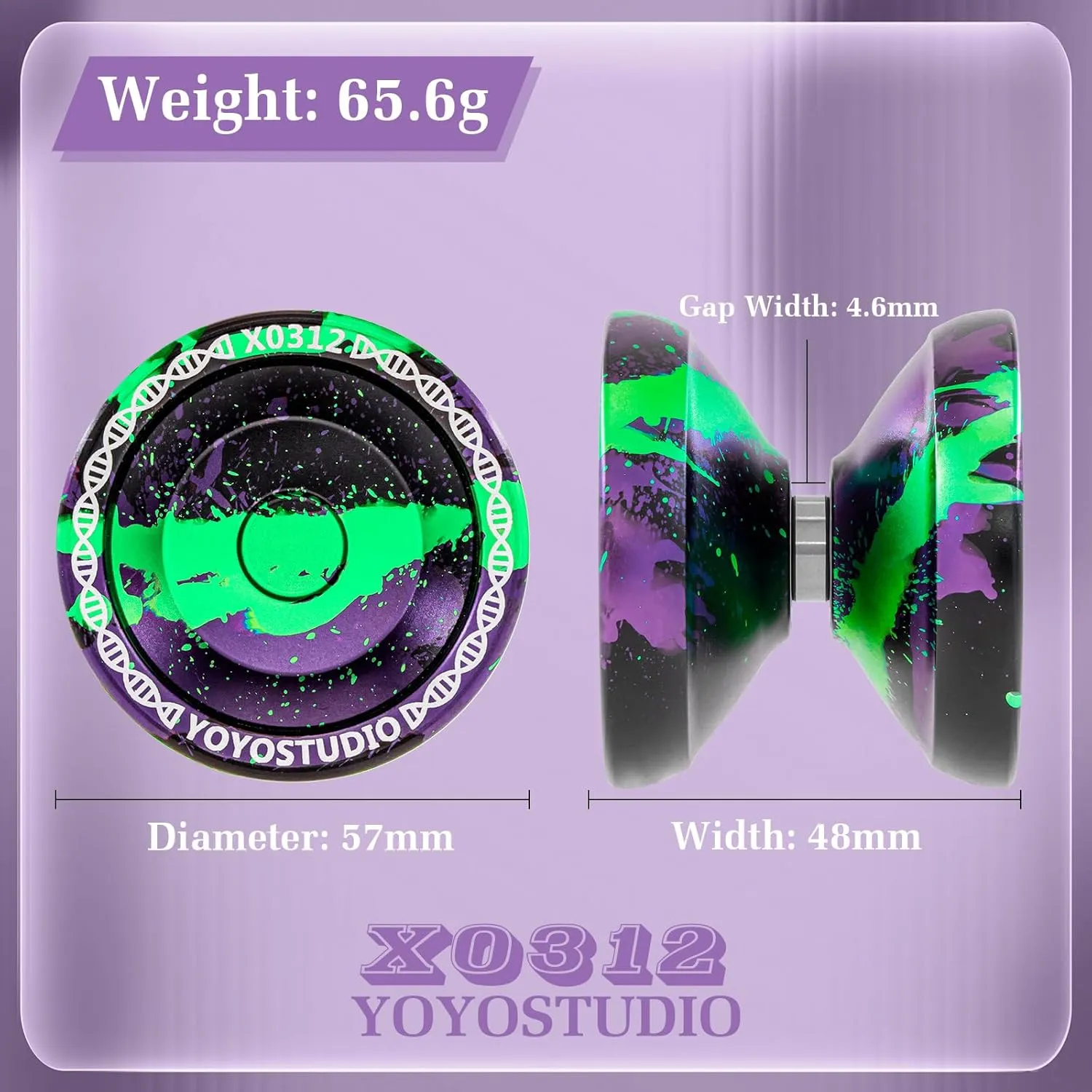 X0312 Responsive Yoyo Professional Unresponsive Yoyo for Kids 8-12 Finger Spin Trick Yo Yo for Kids Adults Metal Yoyos with Bearing Kit, 10 Yo-Yo Strings, Case & Glove - Black Green Purple