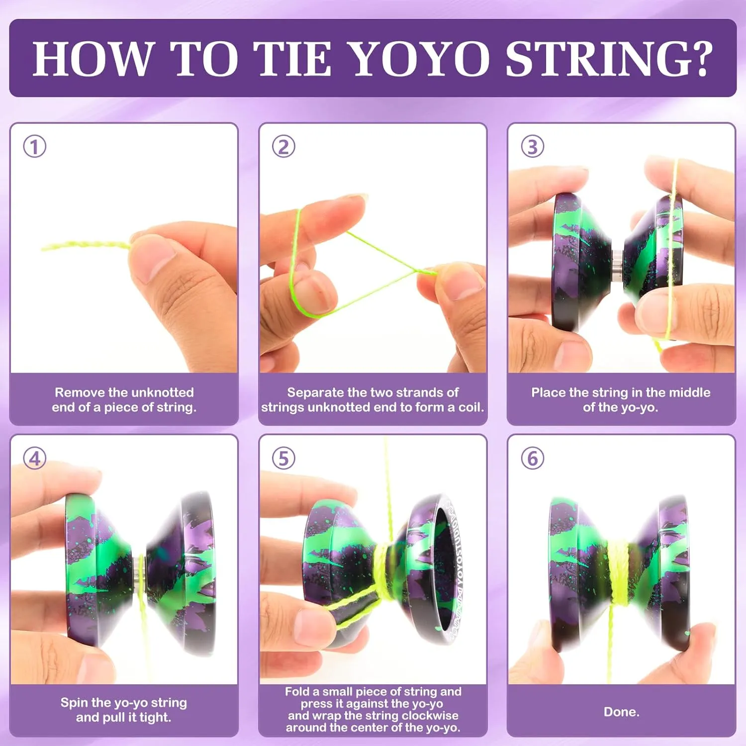X0312 Responsive Yoyo Professional Unresponsive Yoyo for Kids 8-12 Finger Spin Trick Yo Yo for Kids Adults Metal Yoyos with Bearing Kit, 10 Yo-Yo Strings, Case & Glove - Black Green Purple