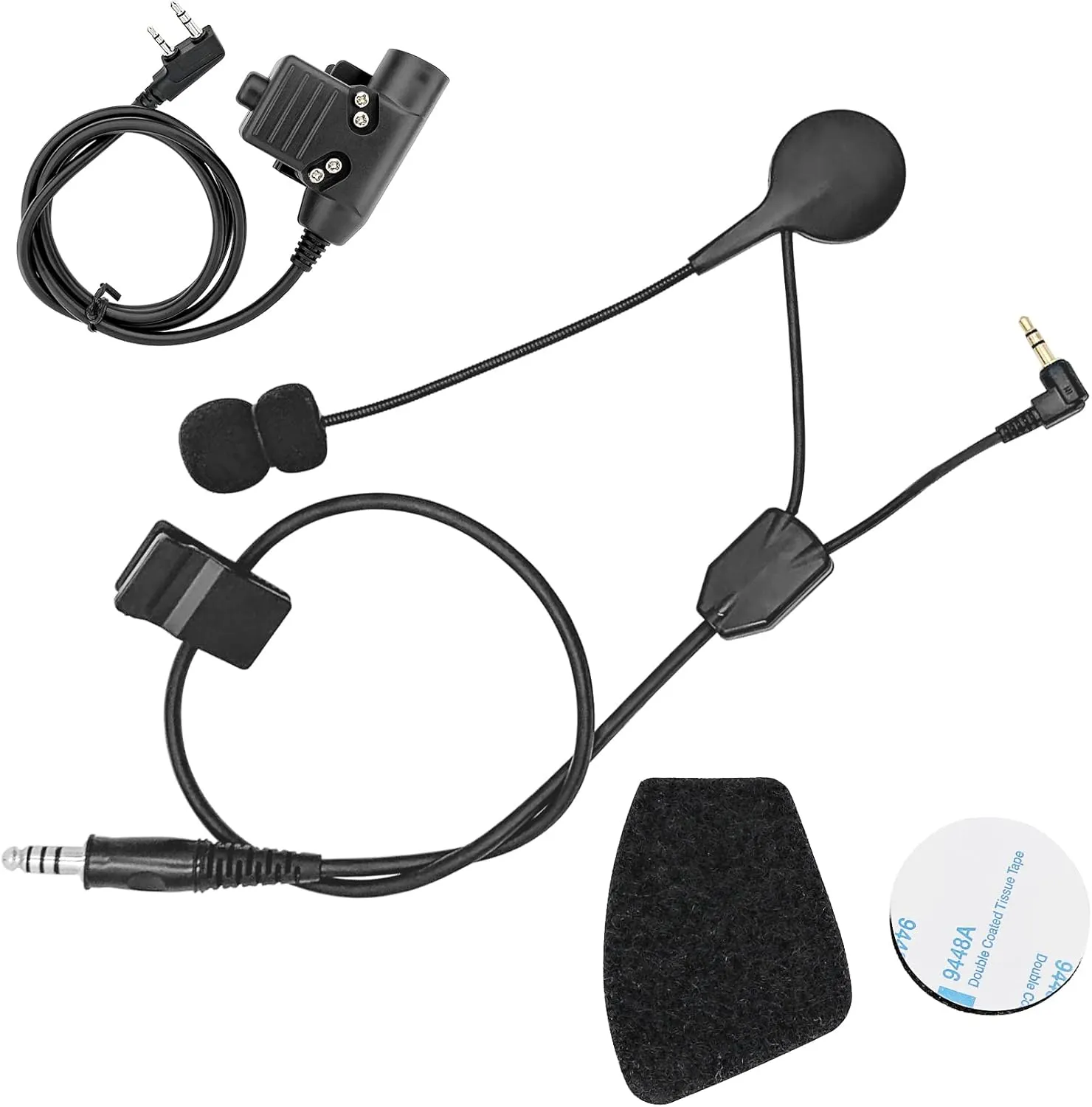 Y Cable Connector Boom Mic U94 PTT for Howard Leight Safety Earmuffs,Compatible with Sordi Supree Pro X Earmuffs Convert into Communicated Headset