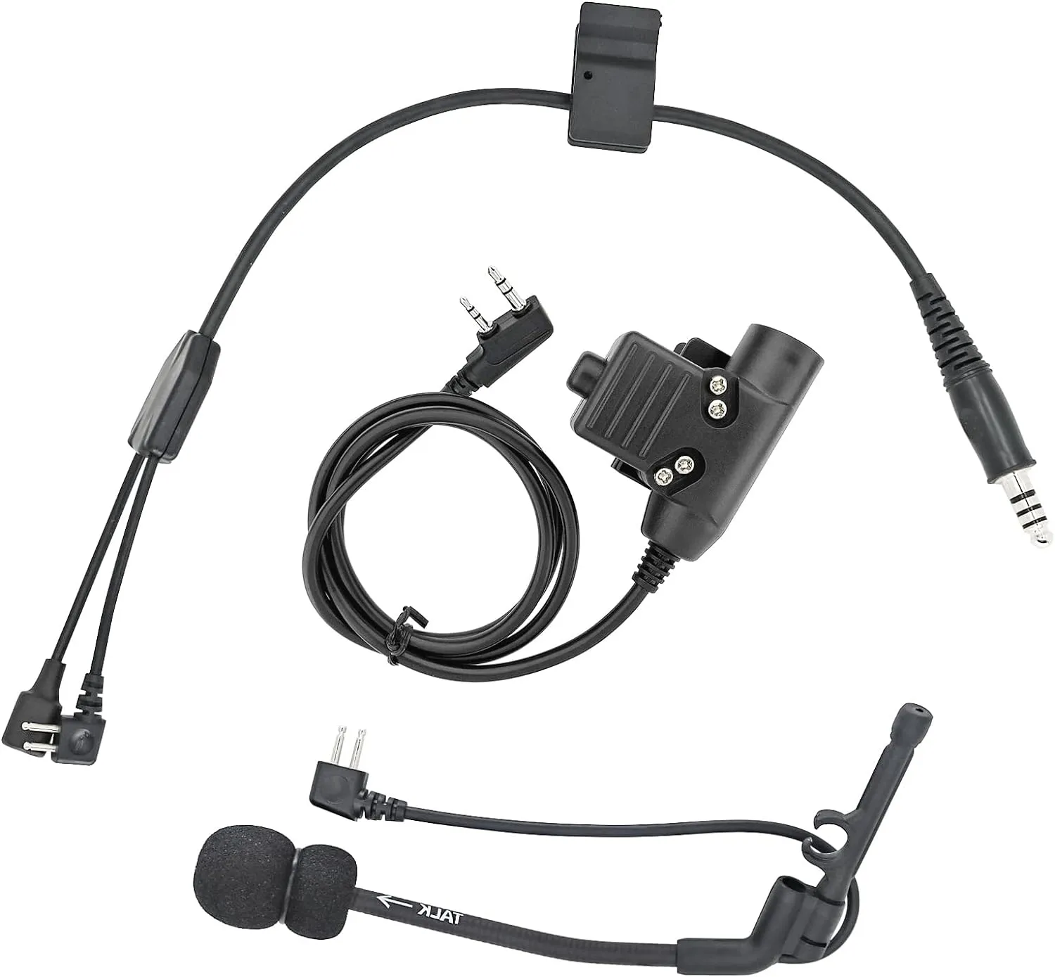 Y Cable Connector Boom Microphone K U94 PTT Compatible with COMTA Headsets Short
