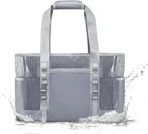 Yarwo Boat Gear Tote Bag, 35.5L Waterproof Boat Accessories Organizer with Marine-Grade Coated Mesh and Wet Dry Pockets, Marine Storage Bag for Boating, Kayaking, Fishing, Trunk, Camping, Gray