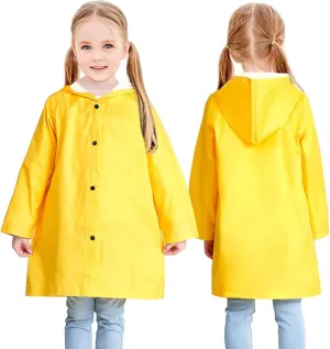 Yellow Kids Raincoat - Lightweight Long Hooded Rain Jacket for Girls Boys Toddler, Waterproof Kids Yellow Rain Coat