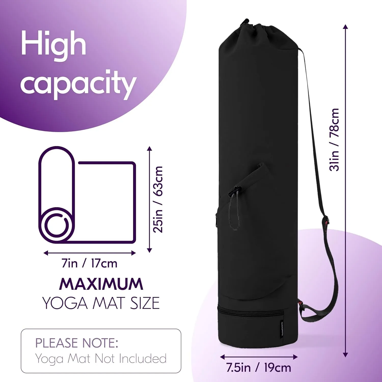 Yoga Mat Bag Carrier - Multi-Functional Gym Bag with Water Bottle Pocket - Versatile Yoga Carrier with Adjustable Strap