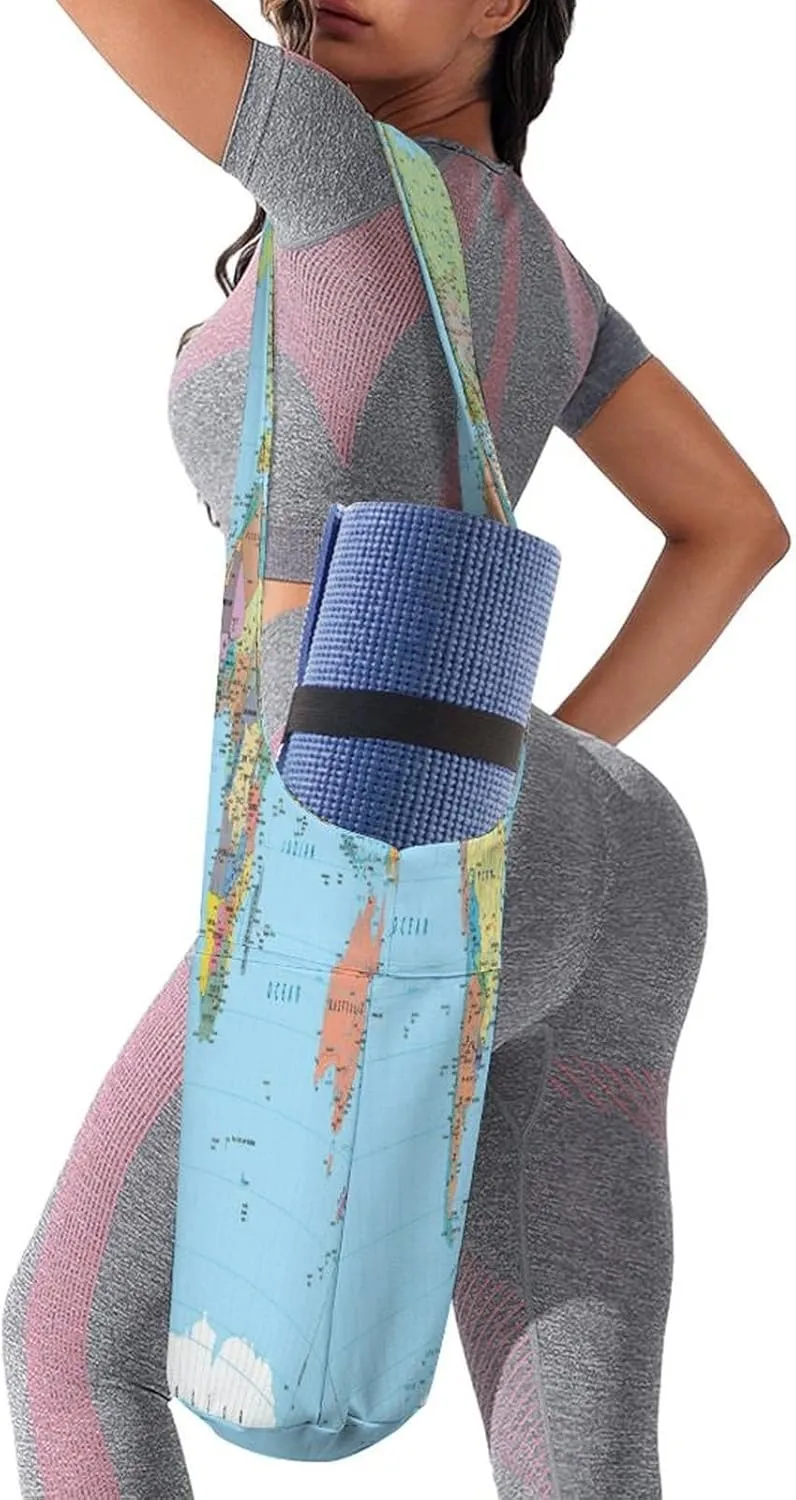 Yoga Mat Bag, Soft Canvas Storage Bag Fashion Mat Bag for Clothes Dorm Organizer with Pocket Shoulder Strap