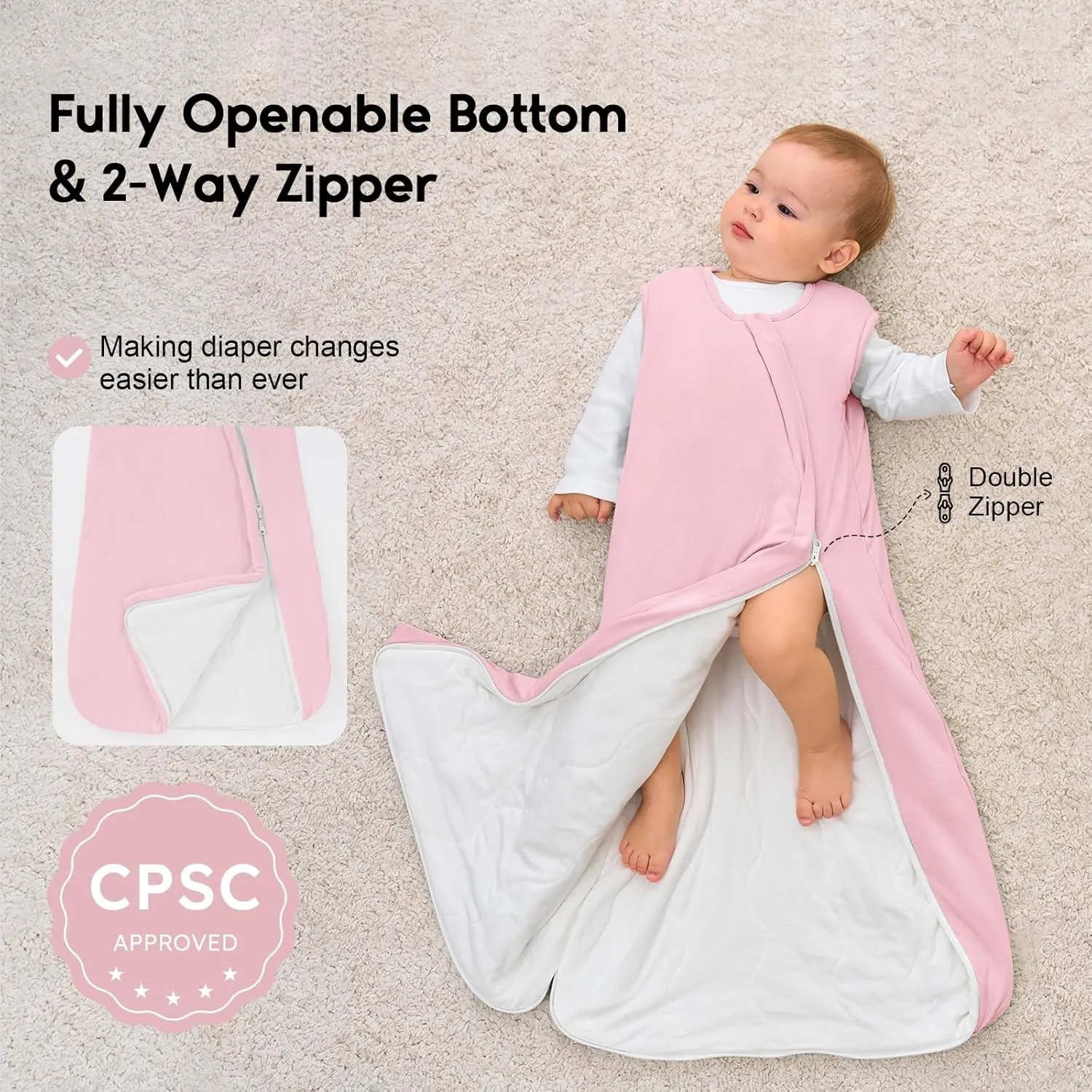 Yoofoss Baby Sleep Sack 18-24 Months Rayon Made from Bamboo TOG 1.0 Baby Wearable Blanket, Super Soft Infant Toddler Sleeping Sack 2-Way Zipper Sleep Sack