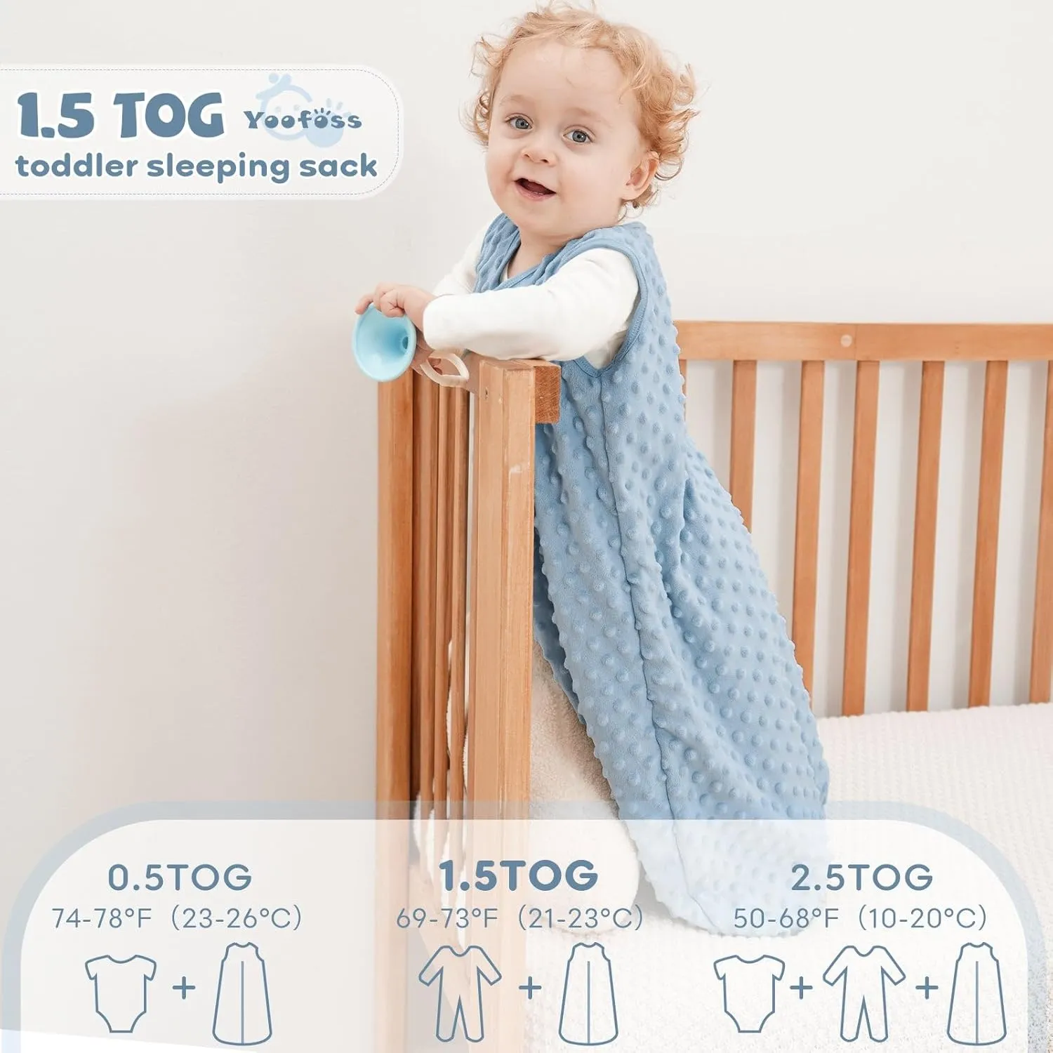 Yoofoss Fleece Baby Sleep Sack 18-24 Months with Plush Dots, TOG 1.5 Baby Wearable Blanket with 2-Way Zipper, Organic Cotton Toddler Sleeping Sack Fleece
