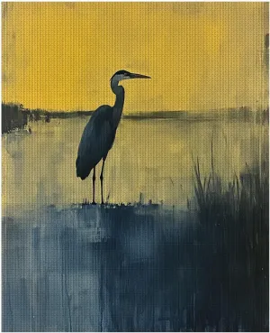 YOWKMR Blue Heron Cross Stitch Kit for Adult, Easy Embroidery Kit Patterns Stamped Cross Stitching, Dusk Reeds Needlecrafts Embroidery Kits Arts and Crafts for Home Decor 16"x20"