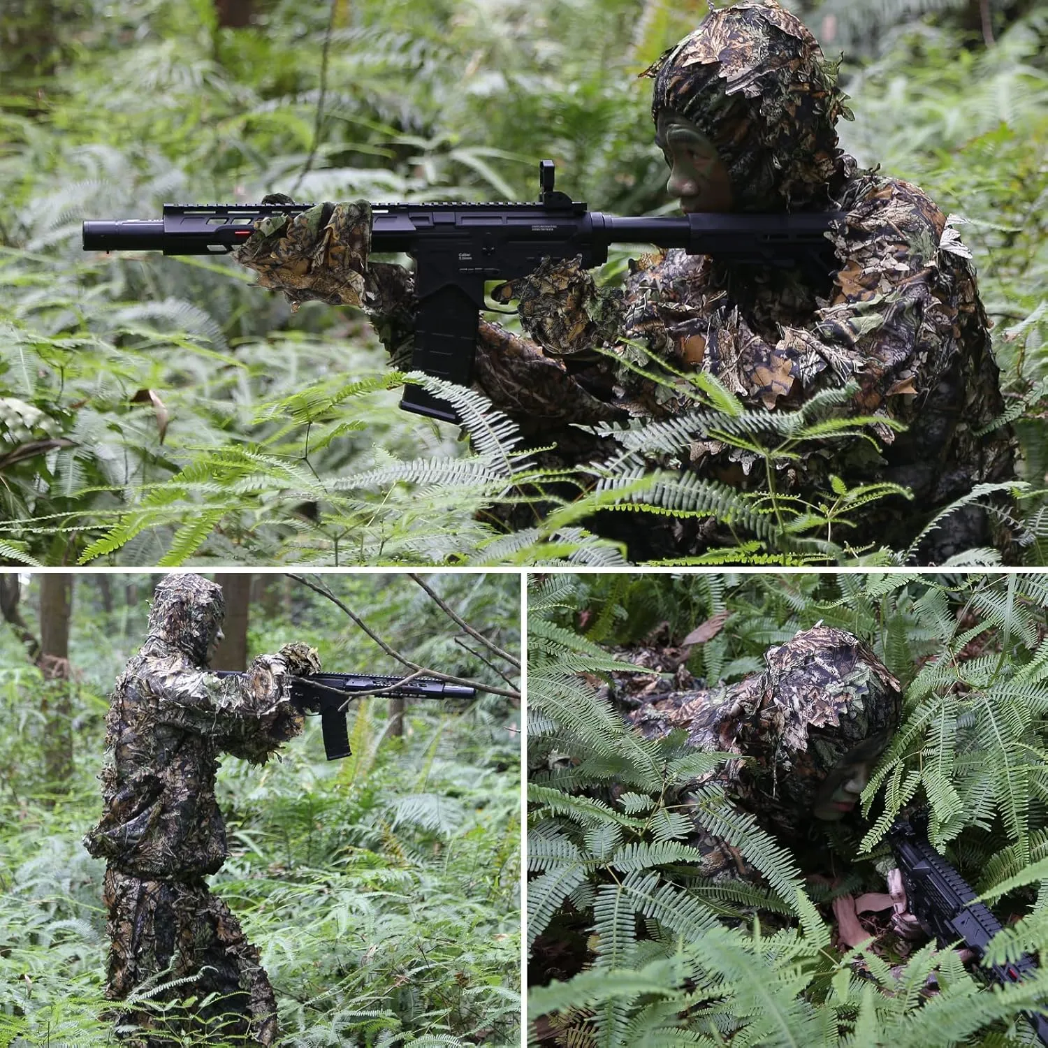 Zicac Outdoor Camo Ghillie Suit 3D Leafy Camouflage Clothing Jungle Woodland Hunting